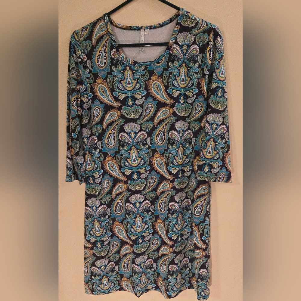 Lulu B Paisley UPF 50+ Colorful Dress - Beach Coverup - Cooling Dress Size M